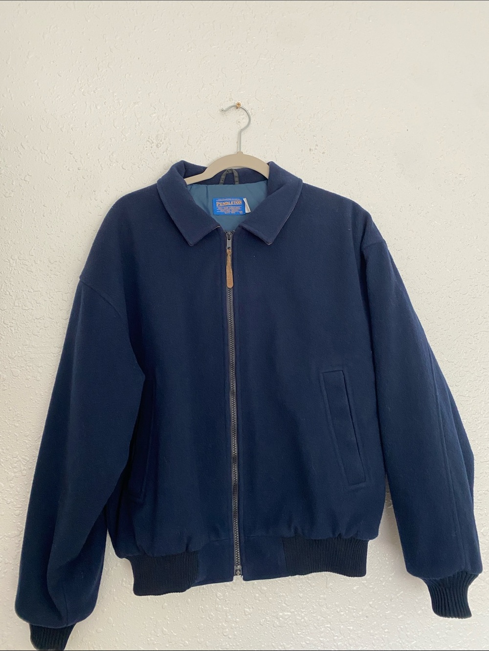Pendleton vintage Navy Zip-Up Wool Bomber Jacket - Men's Medium